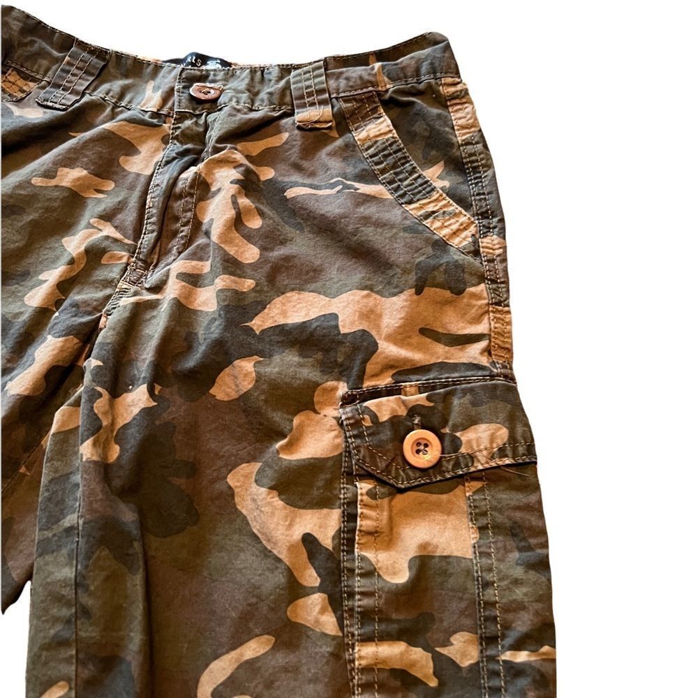 Beverly Hills Polo Club Boys Camo Cargo Shorts Size 10 Green Brown Multi-Pocket - Picture 6 of 8
